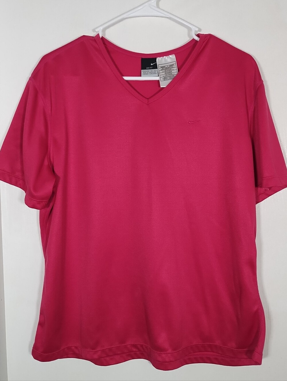 Nike Dri Fit Women's XL Running Shirt Top Short Sleeve Pink V-neck Lightweight